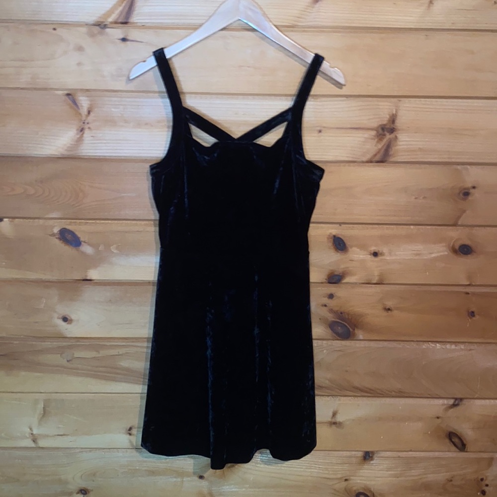 Black velvet fit & flare dress